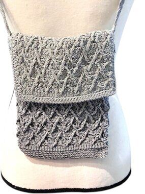 Gray Crocheted Shoulder Bag